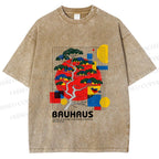Unisex Bauhaus Pine Printed Washed Tee