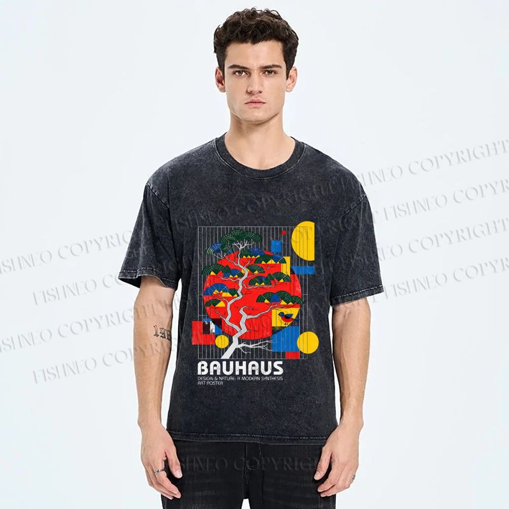 Unisex Bauhaus Pine Printed Washed Tee