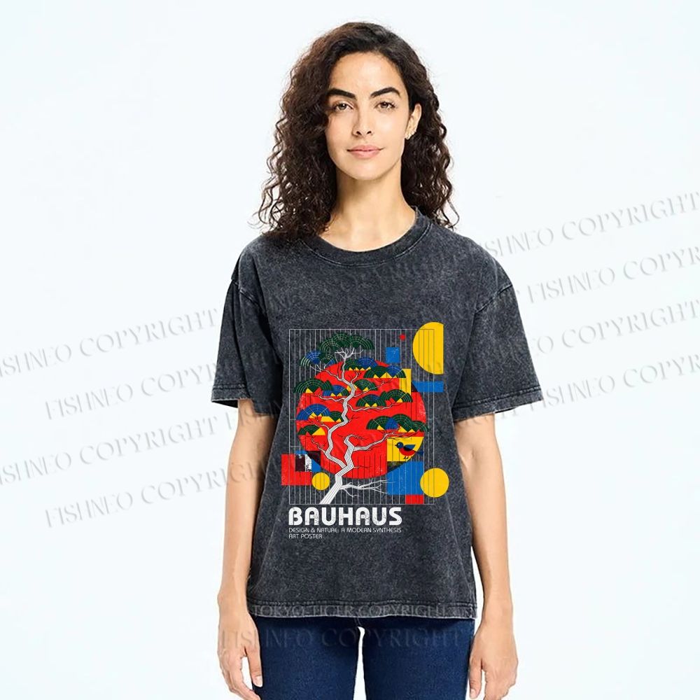 Unisex Bauhaus Pine Printed Washed Tee