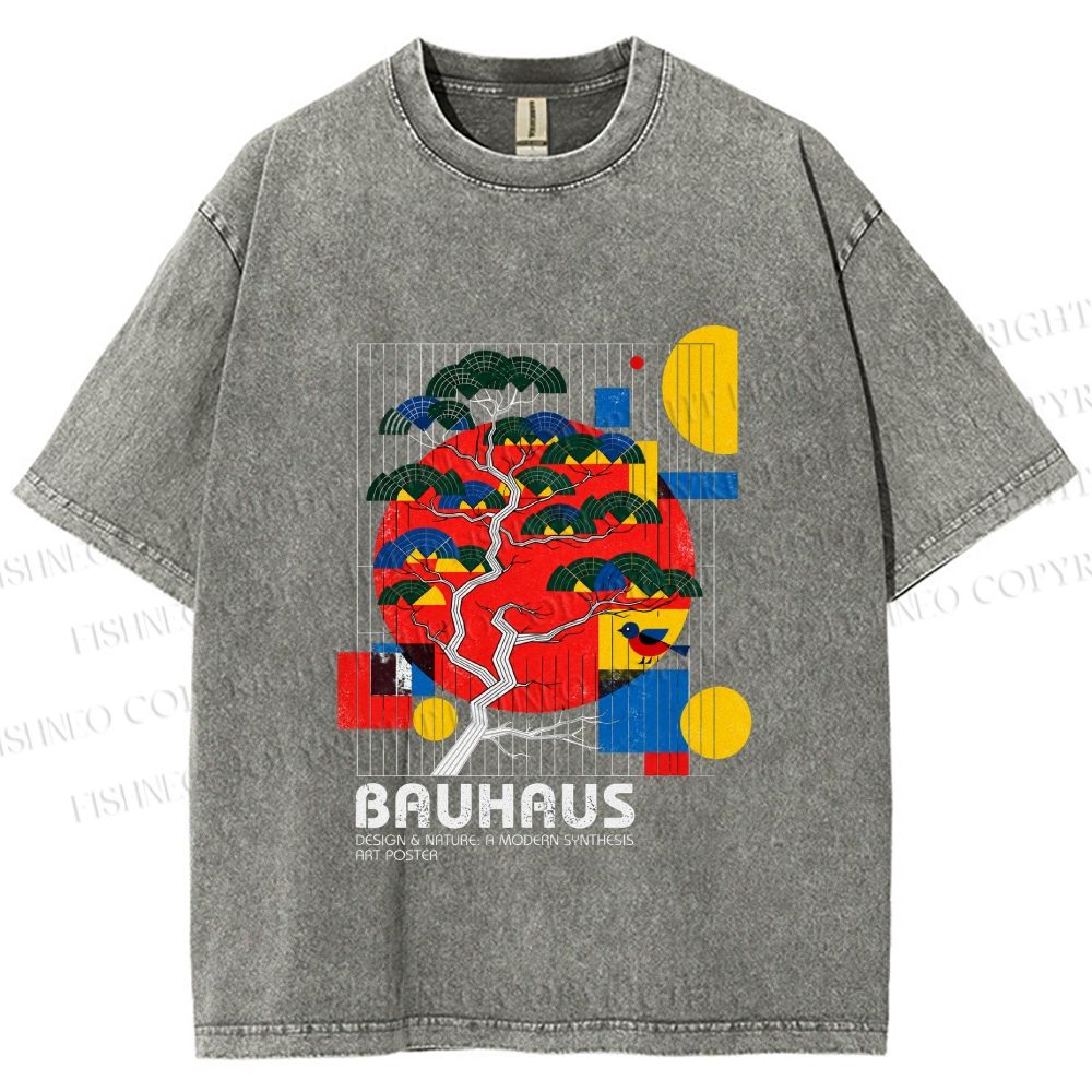 Unisex Bauhaus Pine Printed Washed Tee
