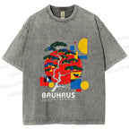 Unisex Bauhaus Pine Printed Washed Tee