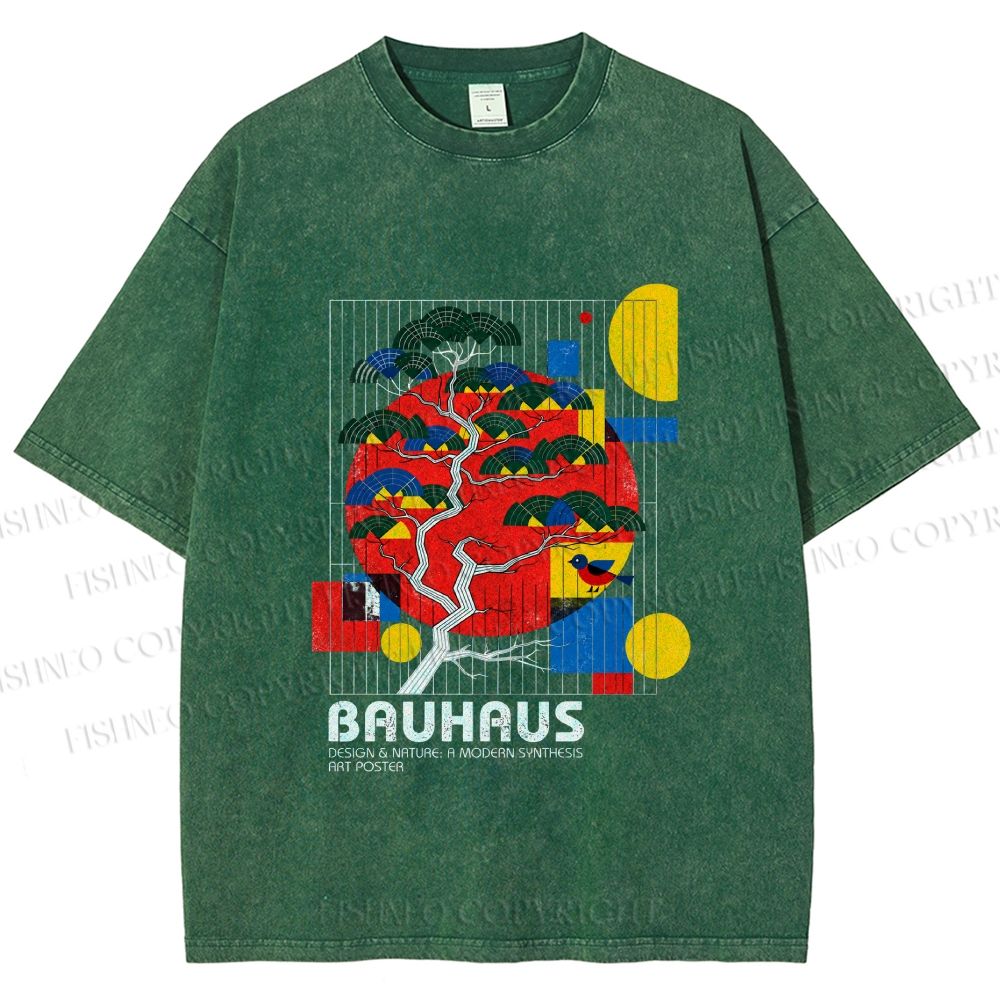 Unisex Bauhaus Pine Printed Washed Tee