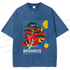 Unisex Bauhaus Pine Printed Washed Tee