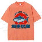 Unisex Sakamoto Suisan Printed Washed Tee