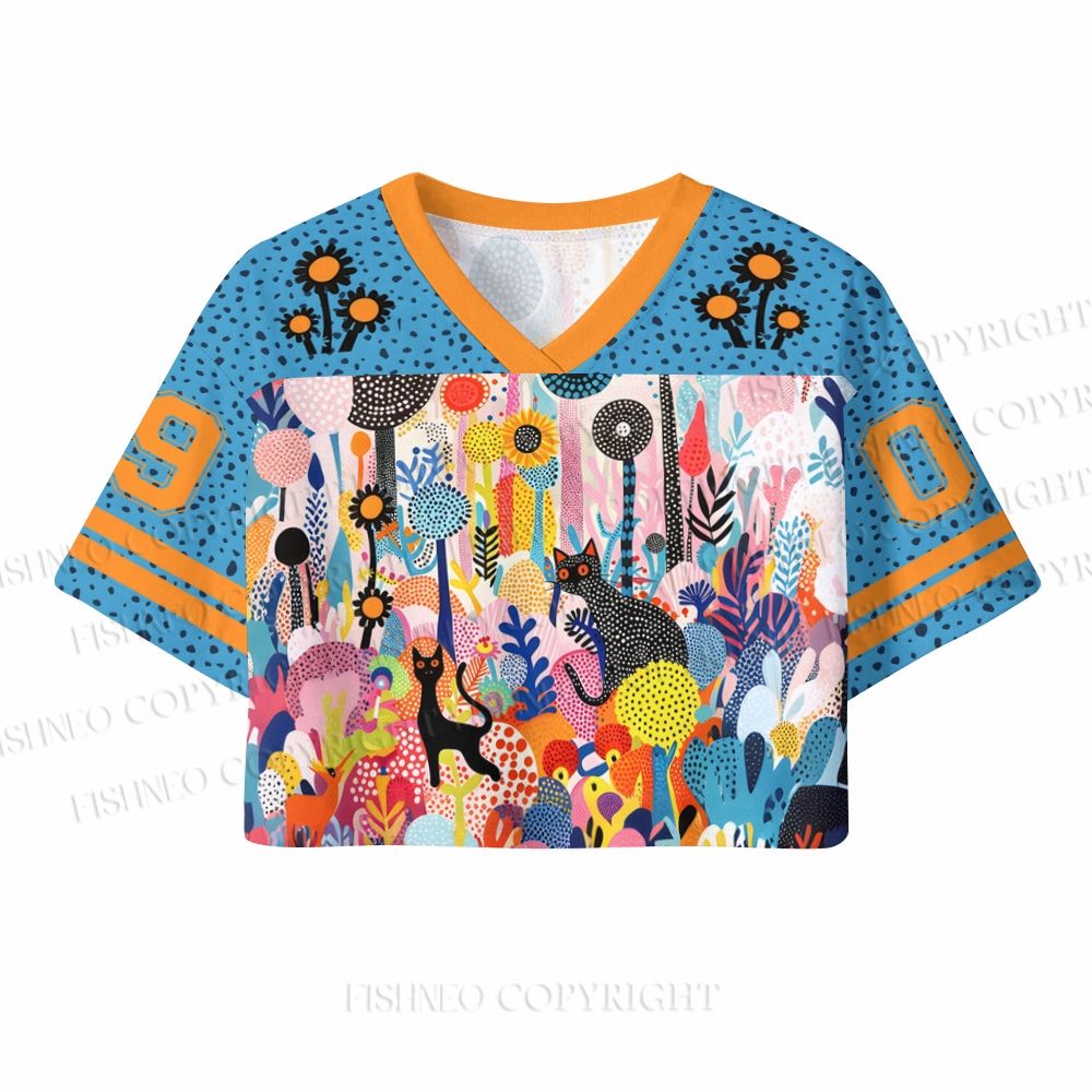 Yayoi Kusama Forest Cat Crop Sport Jersey Shirts