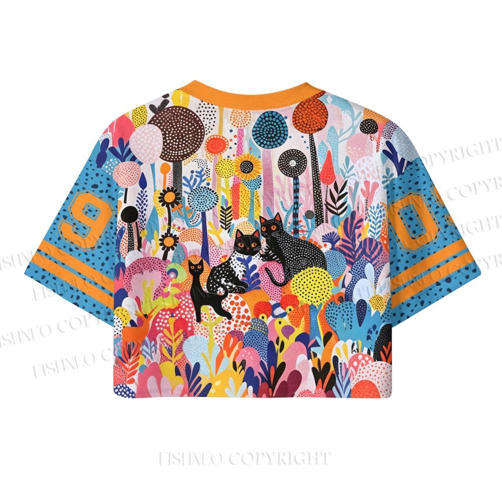 Yayoi Kusama Forest Cat Crop Sport Jersey Shirts