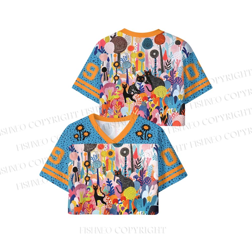 Yayoi Kusama Forest Cat Crop Sport Jersey Shirts