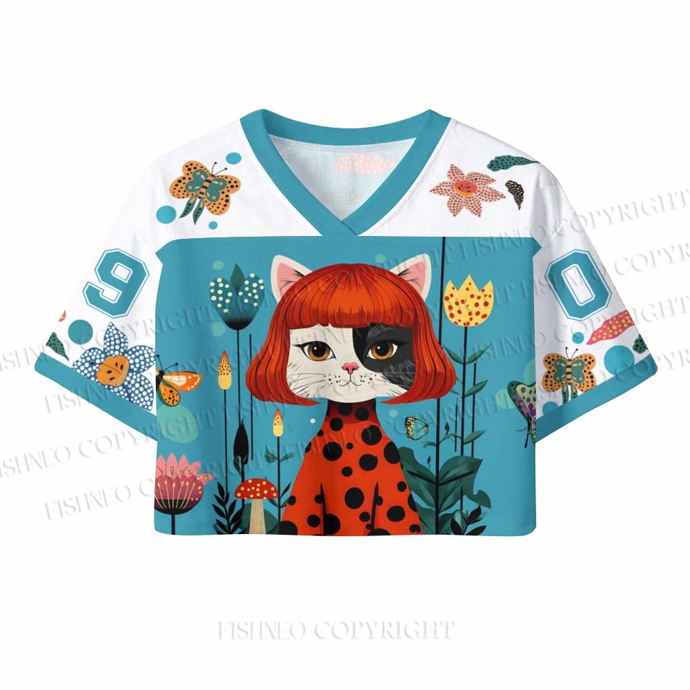 Yayoi Kusama Cat Girl Crop Sport Jersey Shirts