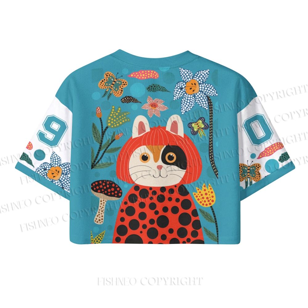 Yayoi Kusama Cat Girl Crop Sport Jersey Shirts