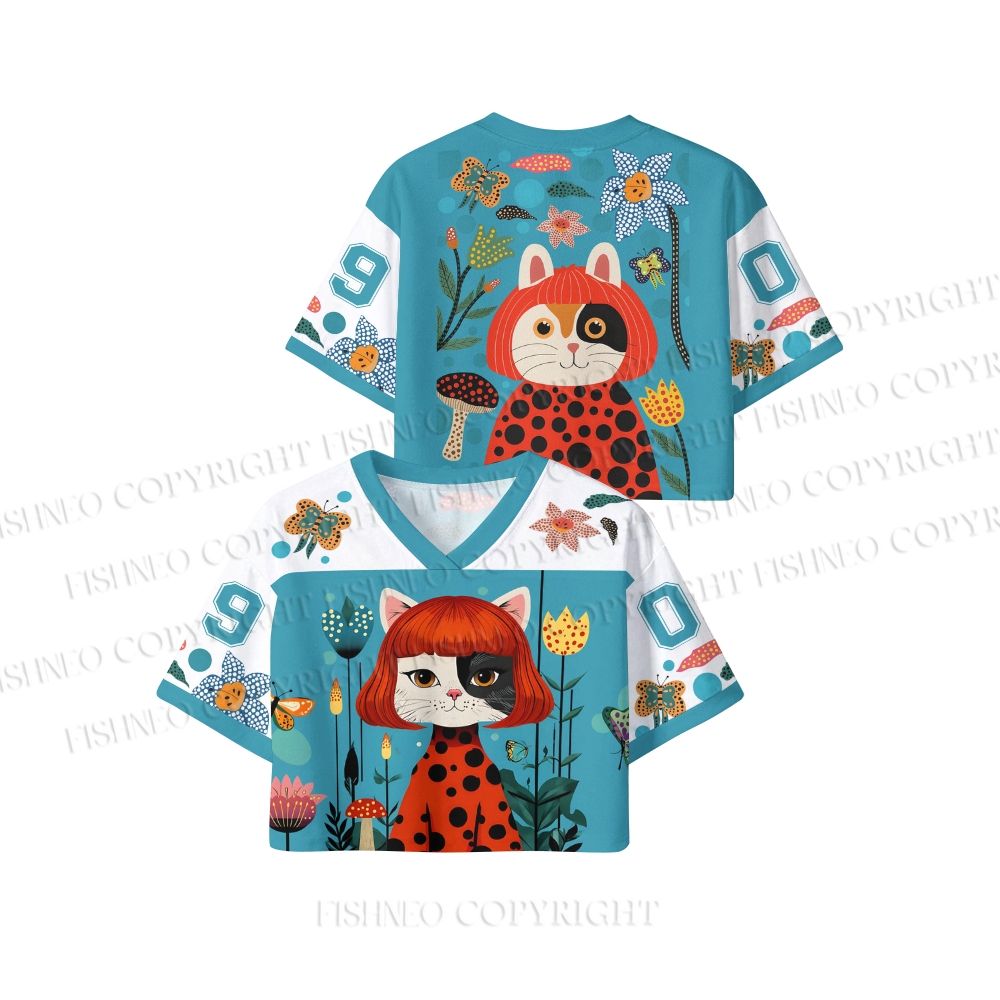 Yayoi Kusama Cat Girl Crop Sport Jersey Shirts