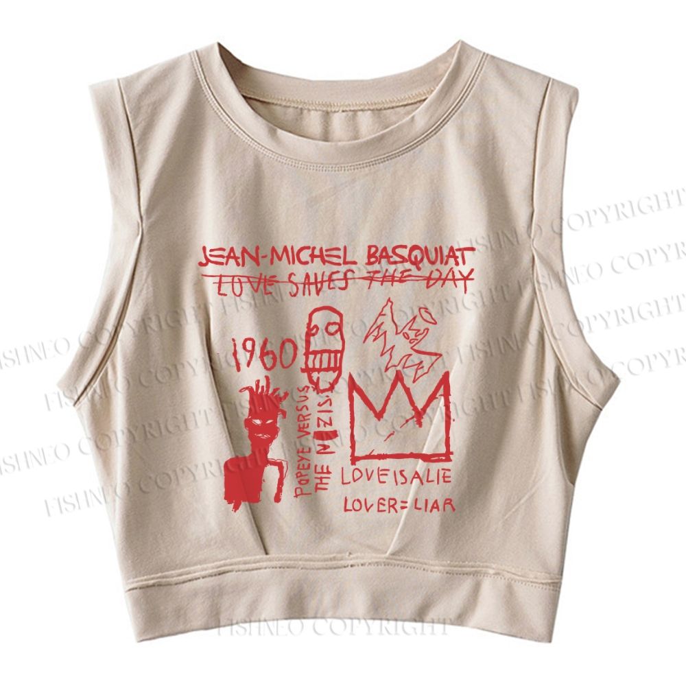 Jean-Michel Basquiat Graffiti Sleeveless Crop Tops