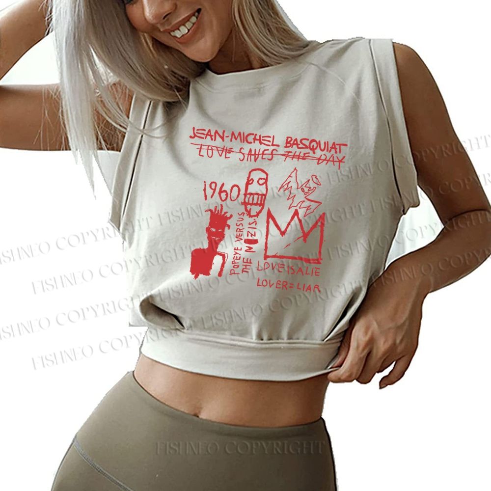 Jean-Michel Basquiat Graffiti Sleeveless Crop Tops