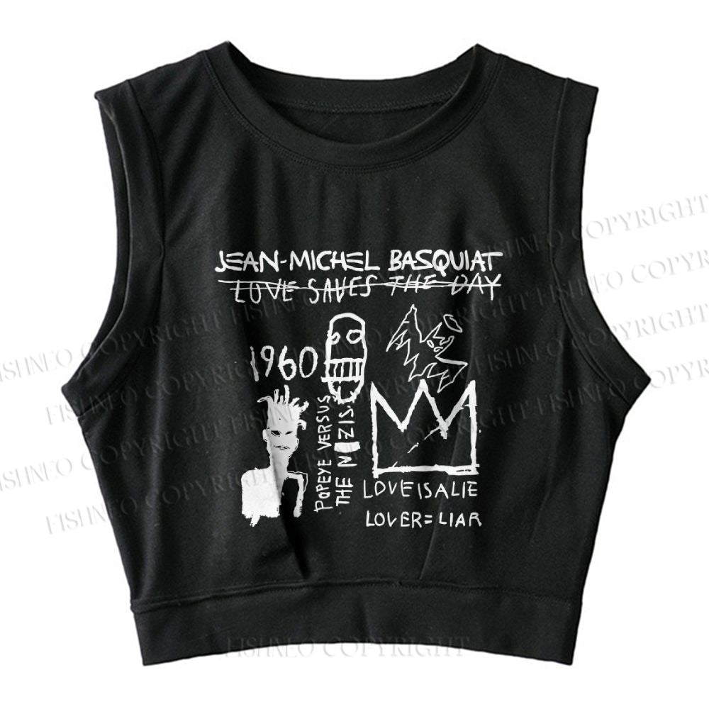 Jean-Michel Basquiat Graffiti Sleeveless Crop Tops