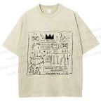 Unisex Jean-Michel Basquiat Graffiti Printed Washed Tee