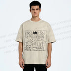 Unisex Jean-Michel Basquiat Graffiti Printed Washed Tee