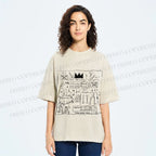 Unisex Jean-Michel Basquiat Graffiti Printed Washed Tee