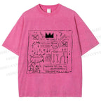 Unisex Jean-Michel Basquiat Graffiti Printed Washed Tee
