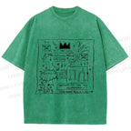 Unisex Jean-Michel Basquiat Graffiti Printed Washed Tee