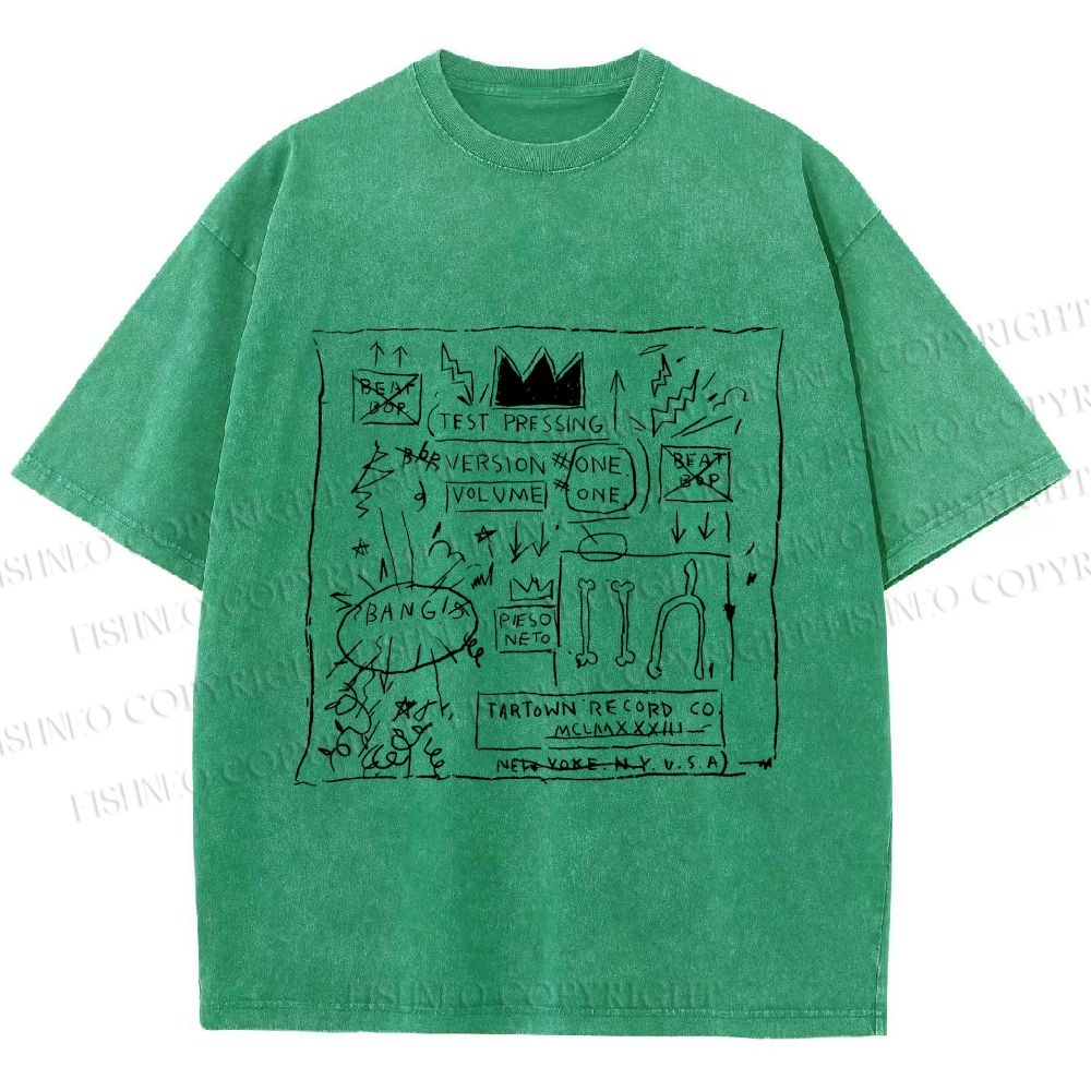 Unisex Jean-Michel Basquiat Graffiti Printed Washed Tee