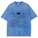 Unisex Jean-Michel Basquiat Graffiti Printed Washed Tee
