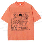 Unisex Jean-Michel Basquiat Graffiti Printed Washed Tee