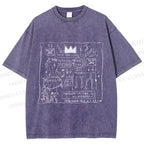 Unisex Jean-Michel Basquiat Graffiti Printed Washed Tee