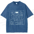 Unisex Jean-Michel Basquiat Graffiti Printed Washed Tee
