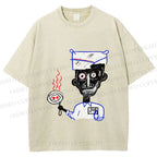 Unisex Jean-Michel Basquiat Eyes and Eggs Printed Washed Tee