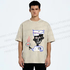 Unisex Jean-Michel Basquiat Eyes and Eggs Printed Washed Tee
