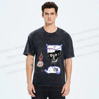 Unisex Jean-Michel Basquiat Eyes and Eggs Printed Washed Tee