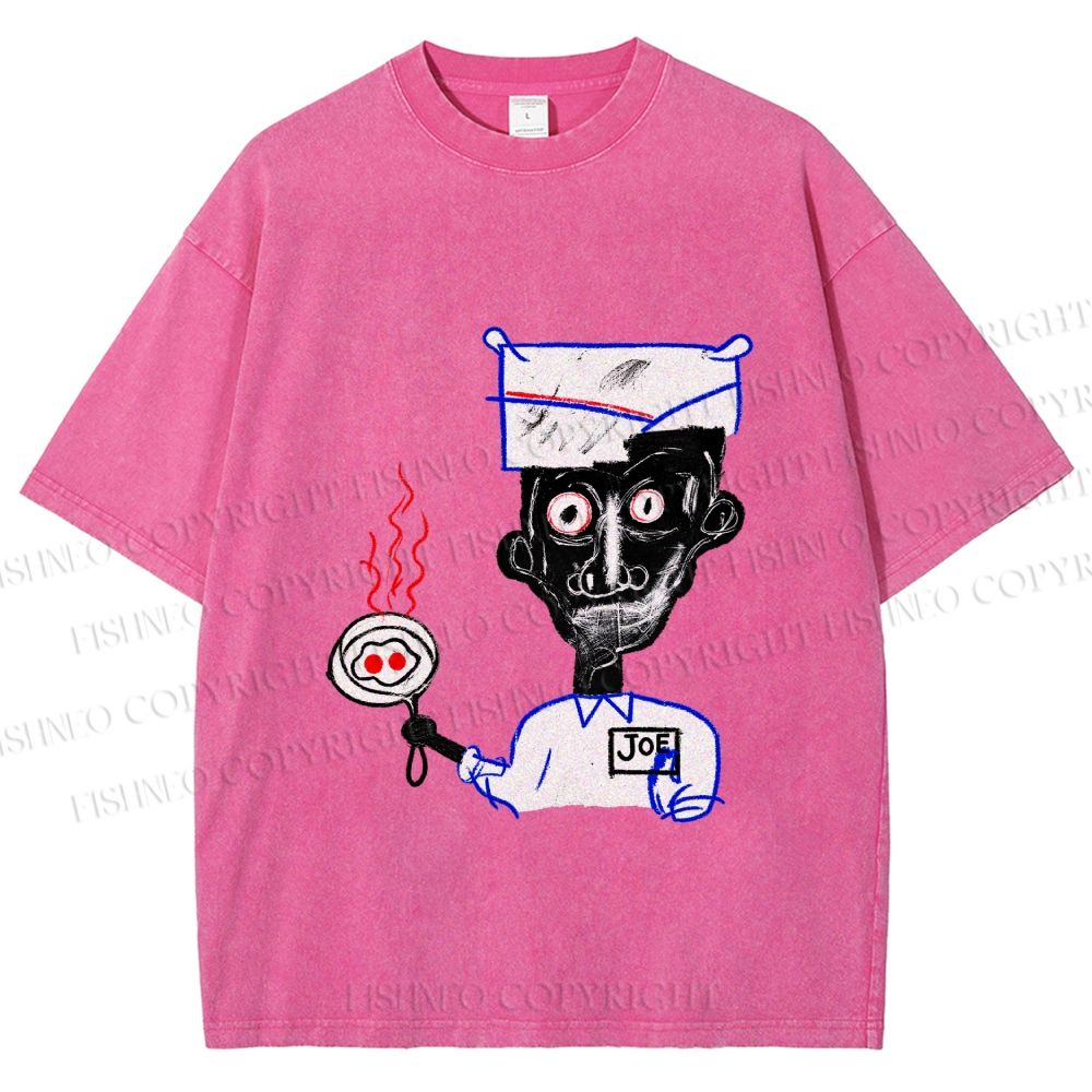 Unisex Jean-Michel Basquiat Eyes and Eggs Printed Washed Tee