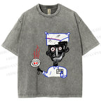 Unisex Jean-Michel Basquiat Eyes and Eggs Printed Washed Tee