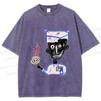 Unisex Jean-Michel Basquiat Eyes and Eggs Printed Washed Tee