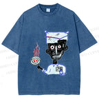 Unisex Jean-Michel Basquiat Eyes and Eggs Printed Washed Tee
