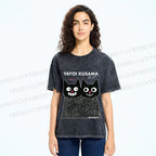 Unisex Yayoi Kusama Cat Printed Washed Tee