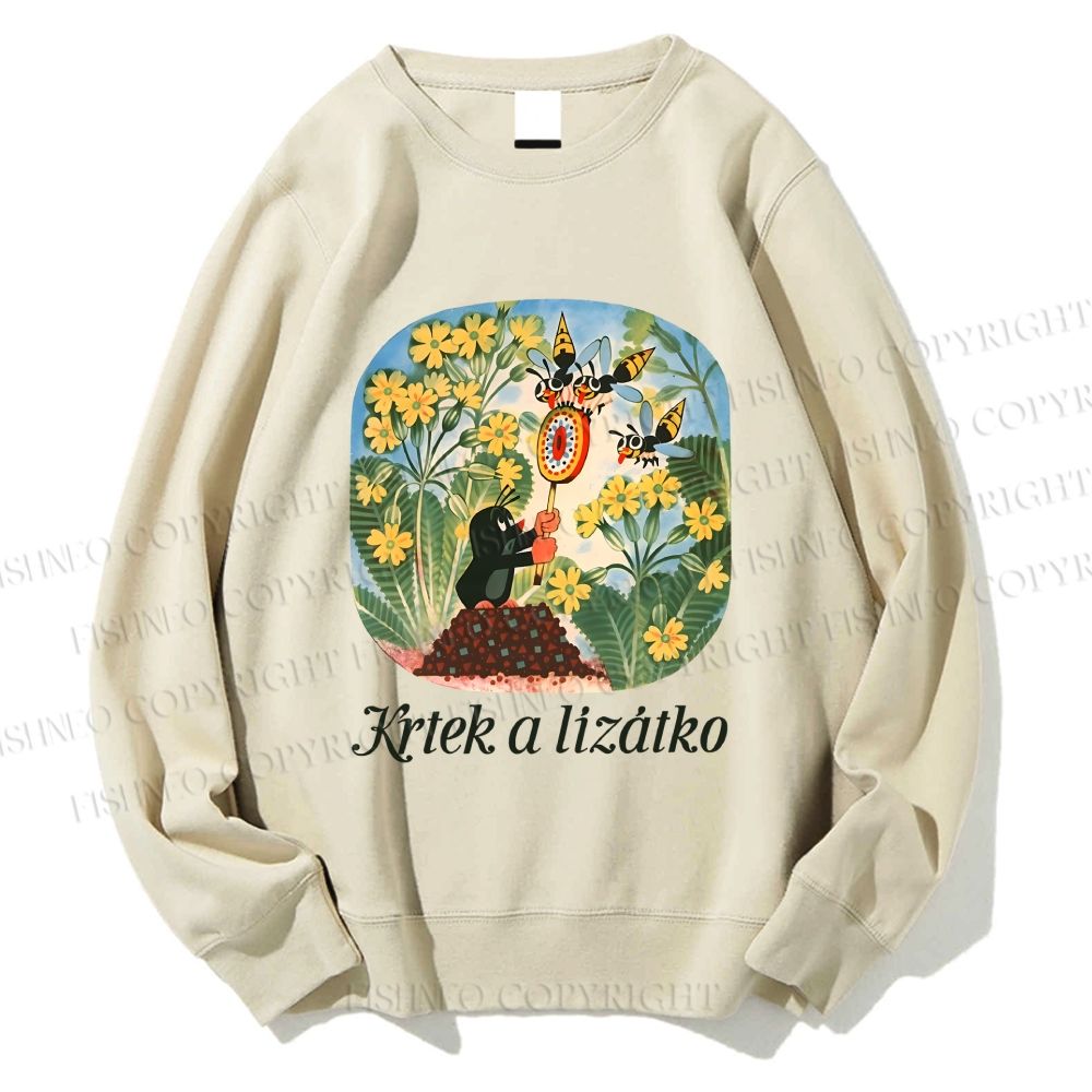 Unisex The Little Mole With Bee Printed Sweatshirt