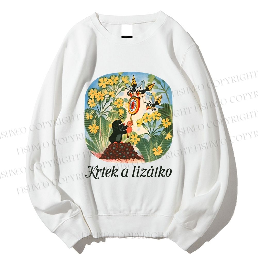 Unisex The Little Mole With Bee Printed Sweatshirt
