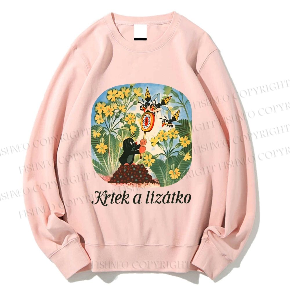 Unisex The Little Mole With Bee Printed Sweatshirt
