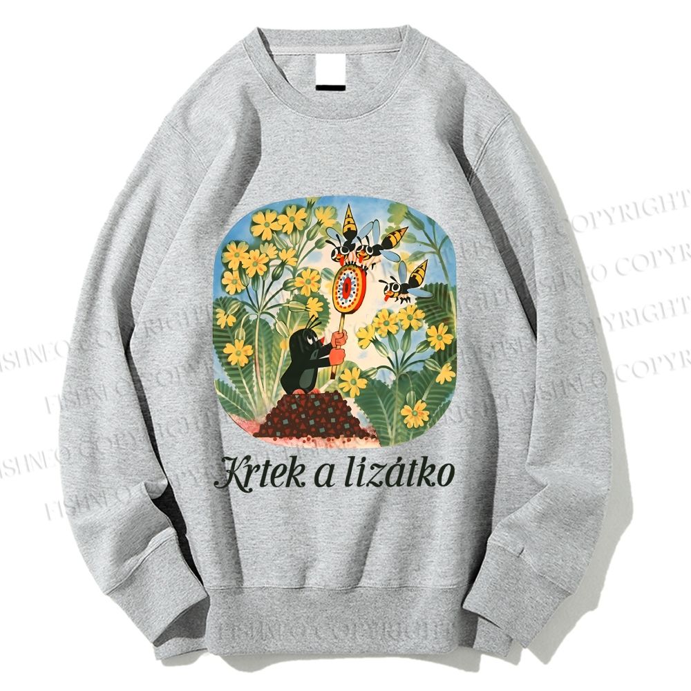 Unisex The Little Mole With Bee Printed Sweatshirt