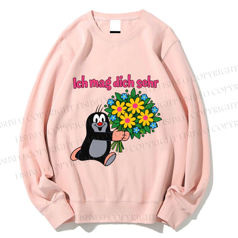 Unisex The Little Mole Ich mag dich sehr Printed Sweatshirt