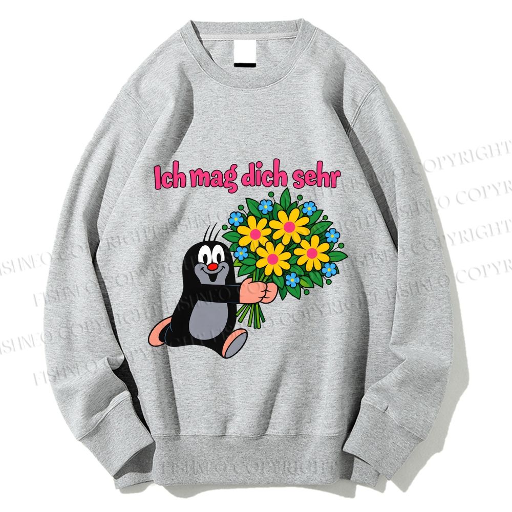 Unisex The Little Mole Ich mag dich sehr Printed Sweatshirt