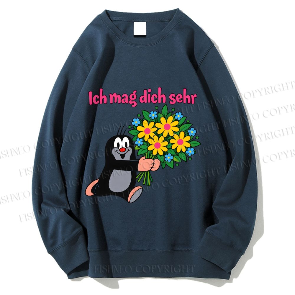 Unisex The Little Mole Ich mag dich sehr Printed Sweatshirt