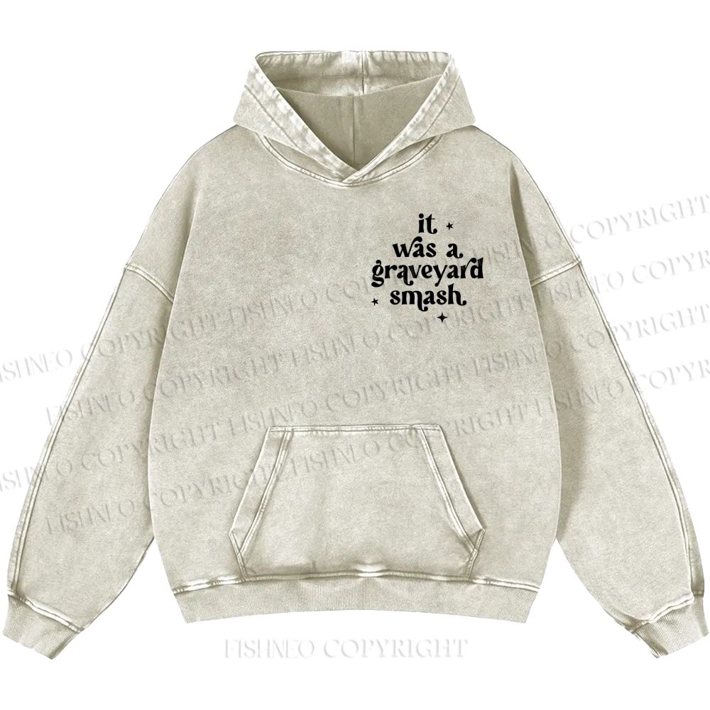 Unisex Halloween Graveyard Smash Phonograph Casual Printed Double-sided Washed Hoodie