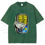 Unisex Alien Canned Food Printed Washed Tee