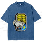 Unisex Alien Canned Food Printed Washed Tee