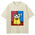 Unisex The Cat Printed Washed Tee