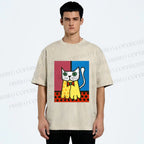 Unisex The Cat Printed Washed Tee