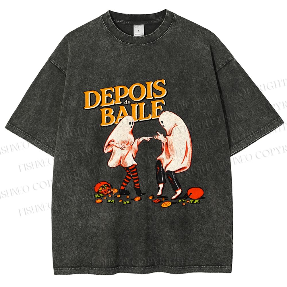 Unisex Pulp Fiction Halloween Style Printed Washed Tee