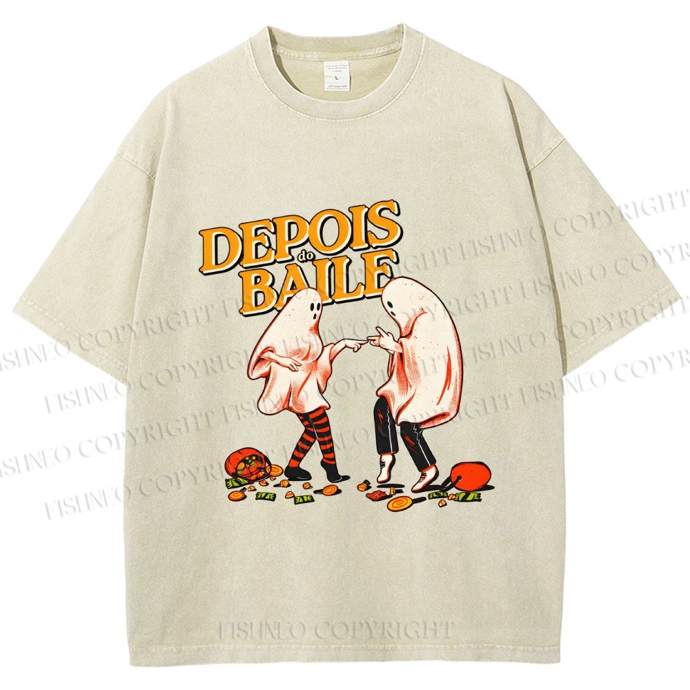 Unisex Pulp Fiction Halloween Style Printed Washed Tee