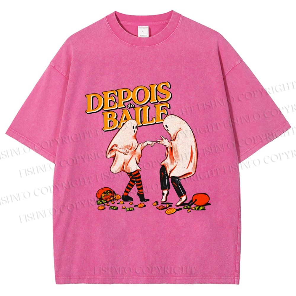 Unisex Pulp Fiction Halloween Style Printed Washed Tee